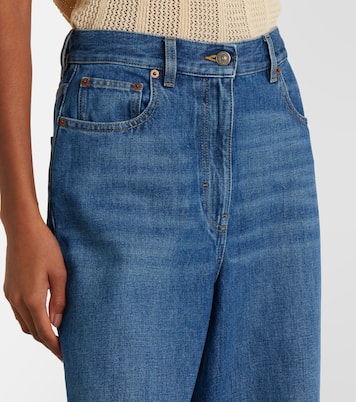 Jean ample bordé de cuir | Valentino