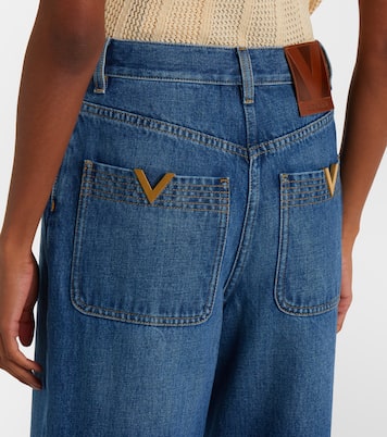 Jean ample bordé de cuir | Valentino