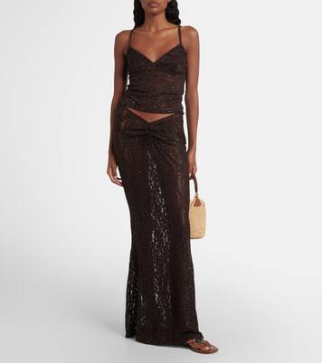 Daisy floral lace maxi skirt | Bananhot