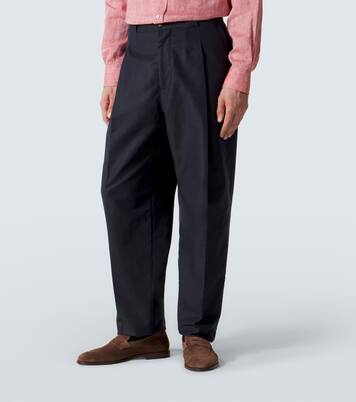 Panama cotton and linen tapered pants | Brunello Cucinelli