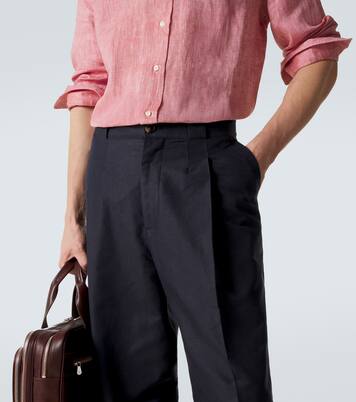 Panama cotton and linen tapered pants | Brunello Cucinelli