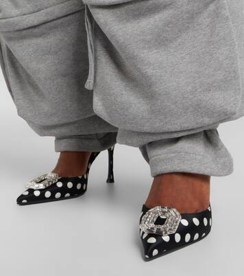 Camelia polka-dot satin slingback pumps | Amina Muaddi
