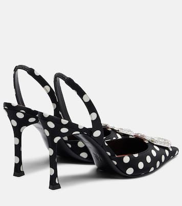 Camelia polka-dot satin slingback pumps | Amina Muaddi