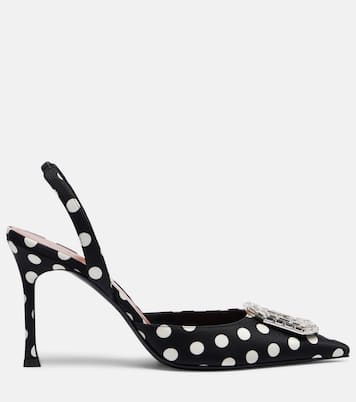 Camelia polka-dot satin slingback pumps | Amina Muaddi