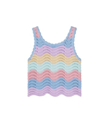Scalloped striped cotton tank top | Stella McCartney Kids