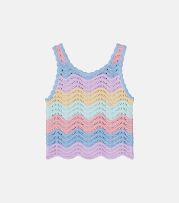 Scalloped striped cotton tank top | Stella McCartney Kids