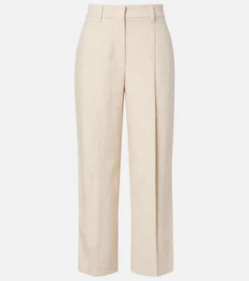Weite Cropped-Hose aus Leinen, Seide und Hanf | Brunello Cucinelli