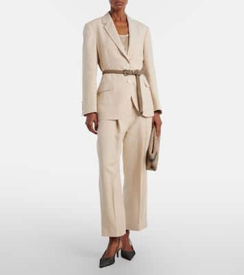Weite Cropped-Hose aus Leinen, Seide und Hanf | Brunello Cucinelli