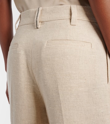 Weite Cropped-Hose aus Leinen, Seide und Hanf | Brunello Cucinelli