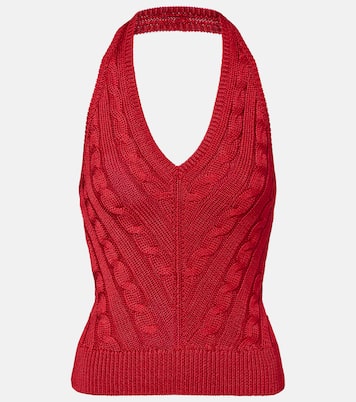 Cable-knit halterneck silk top | Ralph Lauren Collection