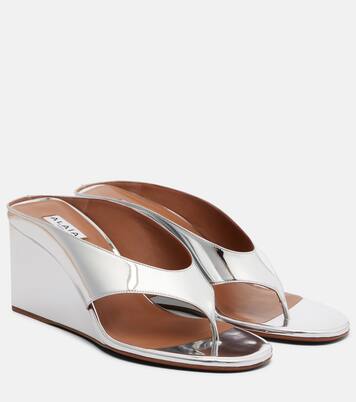 Cube leather wedge thong sandals | Alaïa