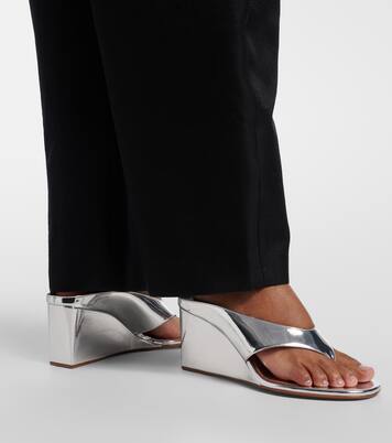 Cube leather wedge thong sandals | Alaïa