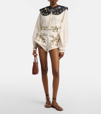 Shorts Gatti de lino bordados | Agua by Agua Bendita
