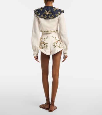 Shorts Gatti de lino bordados | Agua by Agua Bendita