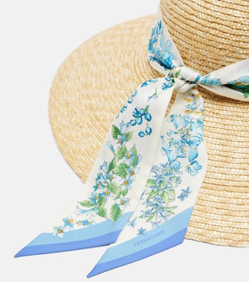 Sombrero de rafia con pañuelo | Ferragamo