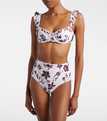 Kiwi floral ruffled bikini top | Agua by Agua Bendita