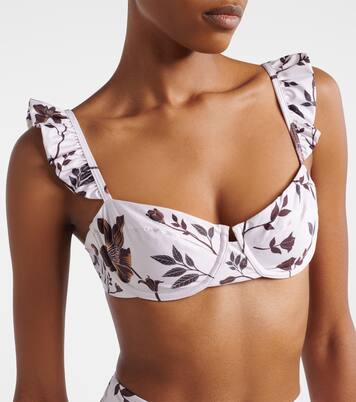 Kiwi floral ruffled bikini top | Agua by Agua Bendita