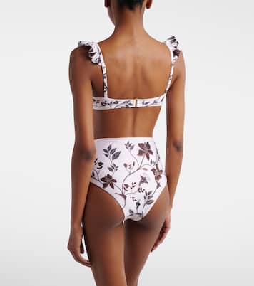Kiwi floral ruffled bikini top | Agua by Agua Bendita