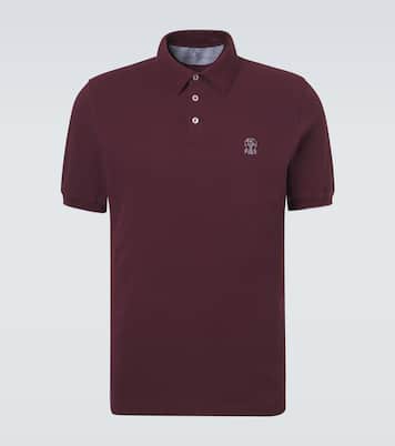 Polo in piqué di cotone con logo | Brunello Cucinelli