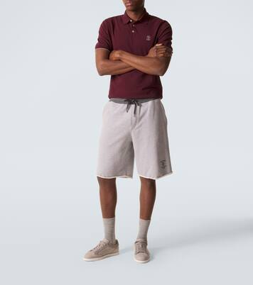 Polo in piqué di cotone con logo | Brunello Cucinelli