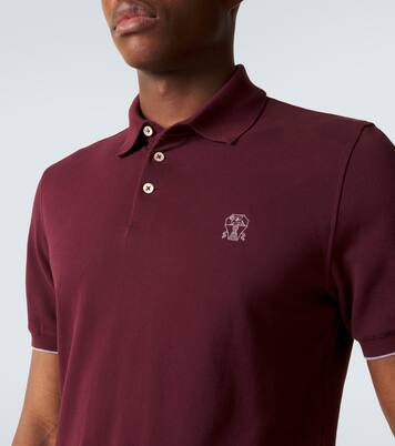 Polo in piqué di cotone con logo | Brunello Cucinelli