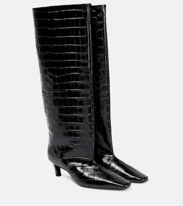 Croc-effect leather knee-high boots | Toteme