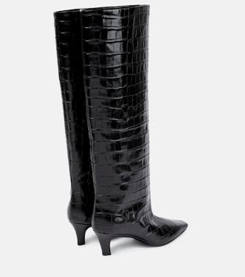 Croc-effect leather knee-high boots | Toteme