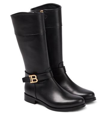 Logo leather boots | Balmain Kids