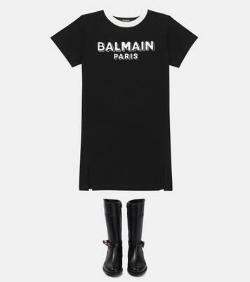 Logo leather boots | Balmain Kids
