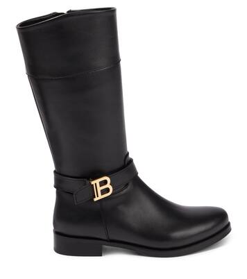 Logo leather boots | Balmain Kids