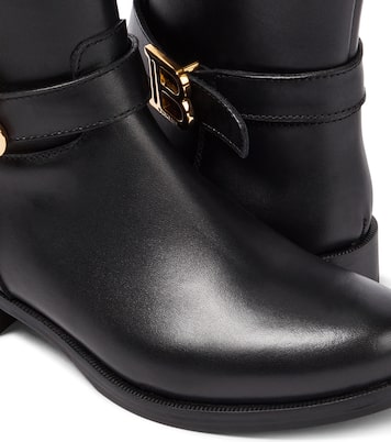 Logo leather boots | Balmain Kids
