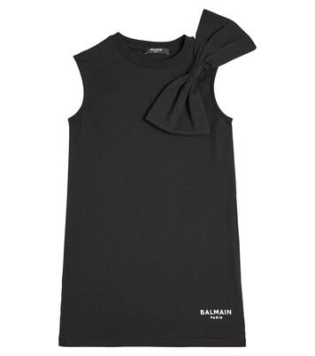 Bow-detail cotton jersey dress | Balmain Kids