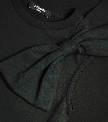 Bow-detail cotton jersey dress | Balmain Kids