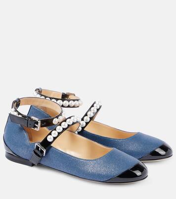 Embellished denim Mary Jane flats | Mach & Mach