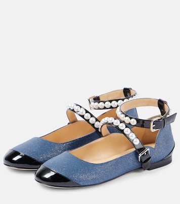 Embellished denim Mary Jane flats | Mach & Mach
