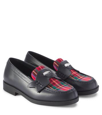 Mocassini Mini Penny in pelle e tartan | Christian Louboutin Kids