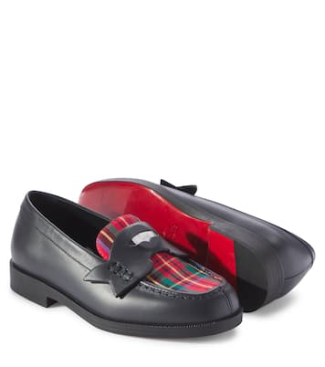 Mocassini Mini Penny in pelle e tartan | Christian Louboutin Kids