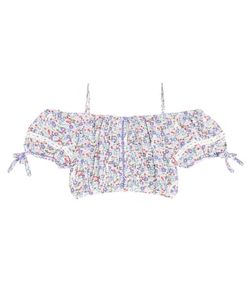 Bonny floral pleated crop top | Poupette St Barth Kids