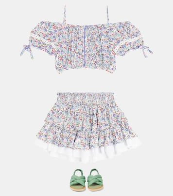 Bonny floral pleated crop top | Poupette St Barth Kids