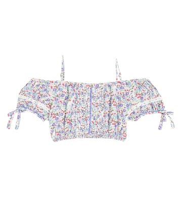 Bonny floral pleated crop top | Poupette St Barth Kids