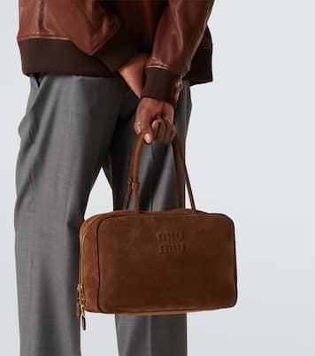 Logo suede tote bag | Miu Miu