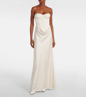 Bridal Maxikleid aus Satin mit Zierperlen | Rotate