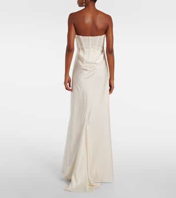 Bridal Maxikleid aus Satin mit Zierperlen | Rotate