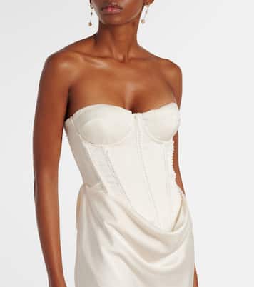 Bridal Maxikleid aus Satin mit Zierperlen | Rotate