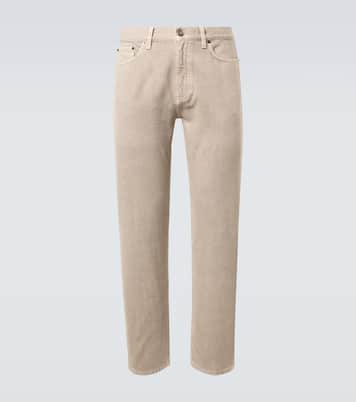 Pantalones rectos de algodón con piel | Zegna