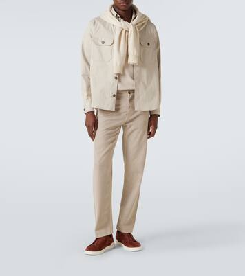 Pantalones rectos de algodón con piel | Zegna
