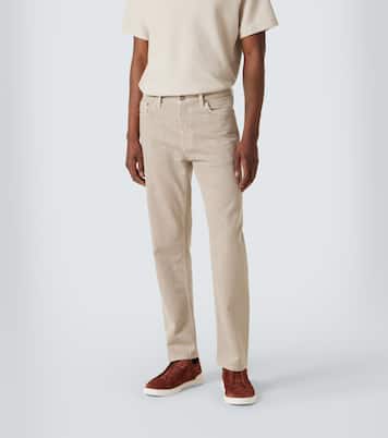 Pantalones rectos de algodón con piel | Zegna