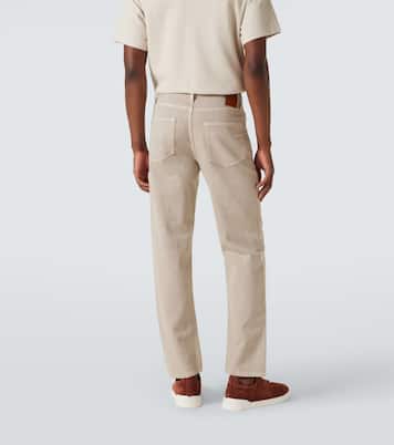 Pantalones rectos de algodón con piel | Zegna