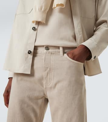 Pantalones rectos de algodón con piel | Zegna