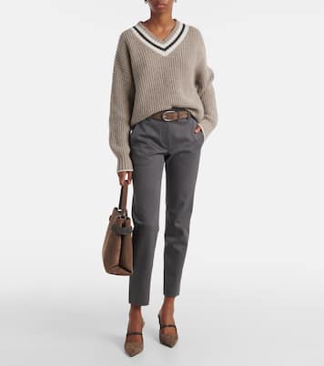 Cotton-blend slim pants | Brunello Cucinelli
